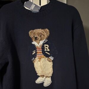 Polo Ralph Lauren Navy Sweater dress with Bear Design